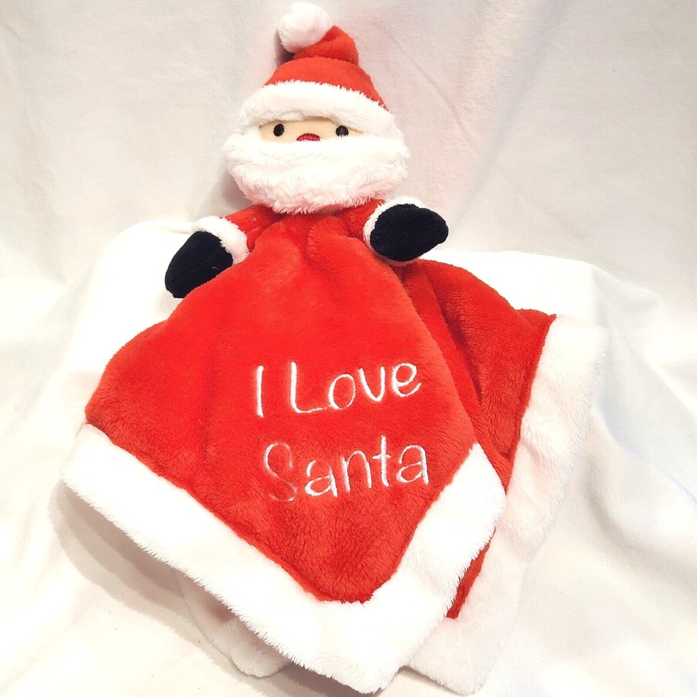 Little Me Baby Lovey  I Love Santa Rattle Christmas Holiday Red White Winter Toy